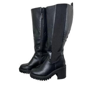Torrid Black Knee High Boots 8.5WW Extra Wide Calf Chunky Lug Sole Zip